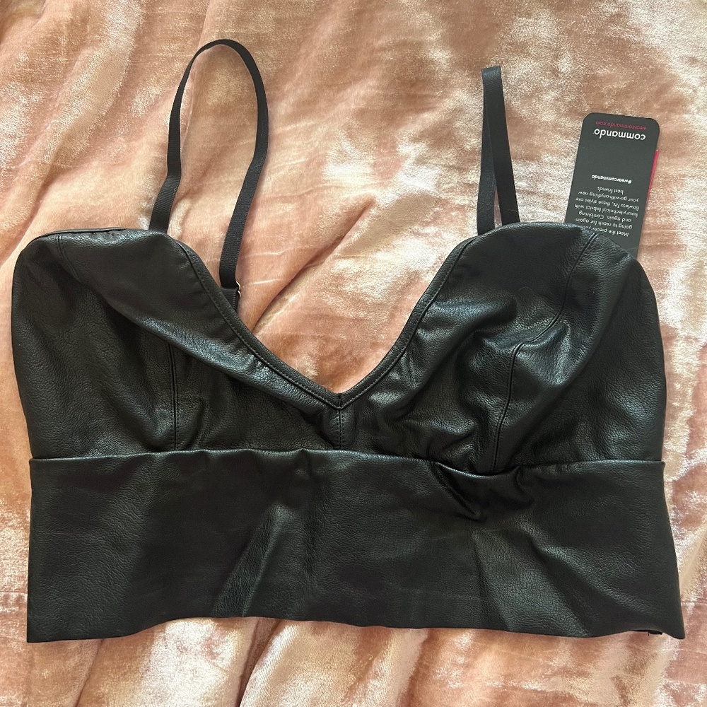Commando Faux Leather Long Line Bralette | Size L | New With Tags